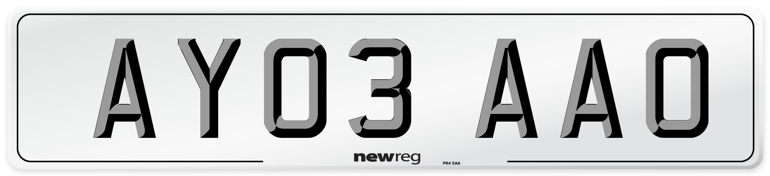 AY03 AAO Number Plate from New Reg